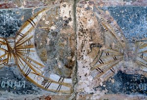 Volto di Cristo, affresco danneggiato nella chiesa di Metamorphosis Sotiros, Voutas, Creta, Grecia da Unbekannt Unbekannt