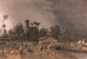 Prima Divisione della Brigata Regina che attacca il Ponte di Montreoli, Palestro, Lombardia