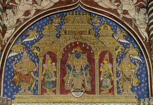 Affresco raffigurante Visnu, palazzo Maratha di Thanjavur, Tamil Nadu, India da Unbekannt Unbekannt