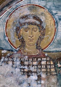Affresco con santo nella chiesa bizantina di Agios Georgios, Vathi, Creta, Grecia da Unbekannt Unbekannt
