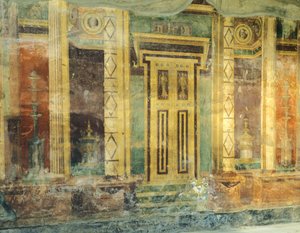 Oplonti, area archeologica di Torre Annunziata, Villa di Poppea, Grande Sala, Affresco con colonne in Secondo Stile Pompeiano da Unbekannt Unbekannt