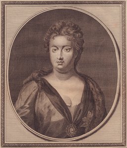 Ritratto di Anna Stuart, Regina di Gran Bretagna (1665-1714), incisione su rame di John Goldar (1729-1795) da un dipinto di G Kneller da Unbekannt Unbekannt