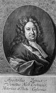 Ritratto di Apostolo Zeno, poeta, librettista, giornalista e letterato italiano, incisione