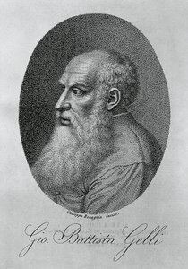 Ritratto di Giovan Battista Gelli (1498-1563), filosofo, scrittore e studioso italiano, incisione di Giuseppe Benaglia (ca 1796-ca 1830) da Unbekannt Unbekannt