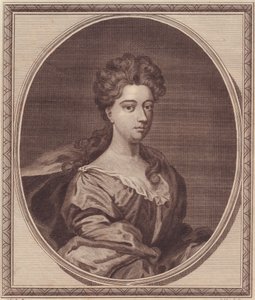 Ritratto di Greville Doddington, Duchessa di Manchester (1672-1720), incisione su rame di John Goldar (1729-1795) da un dipinto di G Kneller
