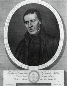 Ritratto di Jan Philipp Roothaan (1785-1853), gesuita olandese e 21º Superiore Generale della Compagnia di Gesù, disegno e incisione di Serafino Speranza (1862-1911) da dipinto di Frans Quartier da Unbekannt Unbekannt