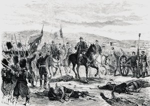 Il principe Carol di Romania ispeziona le truppe dopo la quarta battaglia di Pleven, guerra russo-turca da Unbekannt Unbekannt