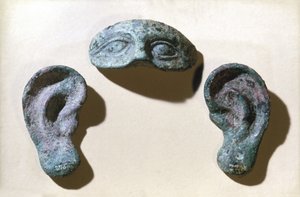 Occhi e orecchie votive romane, bronzo, 200 a.C.-100 d.C.