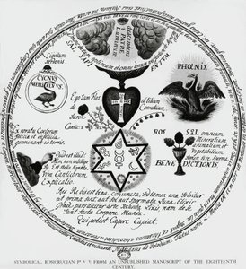 Simboli dei Rosacroce, disegno da manoscritto del XVIII secolo, Francia da Unbekannt Unbekannt