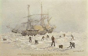 Incidenti durante un viaggio commerciale: HMS Terror come appariva dopo essere stata sollevata dal ghiaccio nel Canale Ghiacciato, 27 settembre 1836