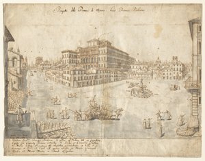Diciotto vedute di Roma: La Piazza Barberini (recto)