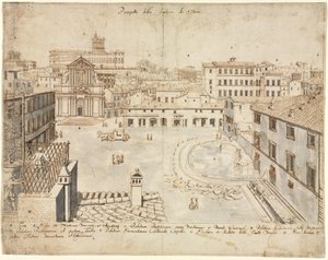Diciotto vedute di Roma: La Fontana di Trevi, 1665 da Lievin Cruyl