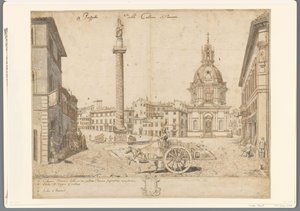 Veduta di Roma con la colonna di Traiano e la S. Maria di Loreto da Lievin Cruyl