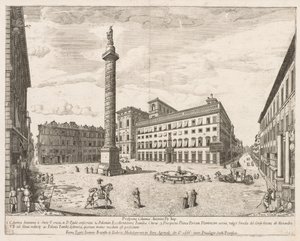 Piazza Colonna da Prospectus Locurum Urbis Romae Insignium, 1666 da Lievin Cruyl