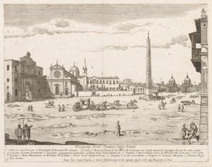 Piazza del Popolo da Prospectus Locurum Urbis Romae Insignium da Lievin Cruyl