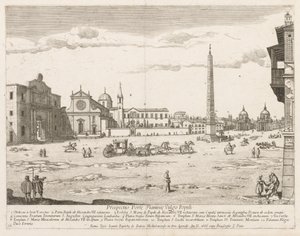 Piazza del Popolo da Prospectus Locurum Urbis Romae Insignium, 1666 da Lievin Cruyl
