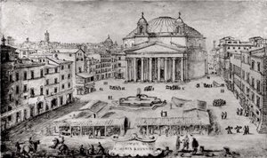 Veduta del Pantheon, Roma, primi anni 1670 da Lievin Cruyl
