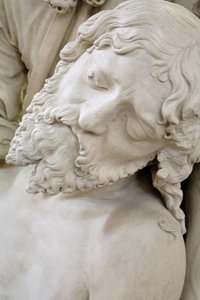 La Sepoltura e lo svenimento della Vergine, dettaglio: testa di Gesù