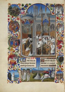 Très Riches Heures del duca di Berry Folio 86, verso - Il funerale di Raymond Diocrès da Limbourg Brothers