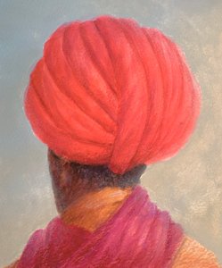 Turbante rosso giacca gialla