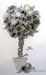 Disposizione dei girasoli, 2015 (penna e inchiostro) da linda arthurs