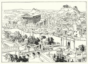 La città di Atene (litografia) da Linden Miller