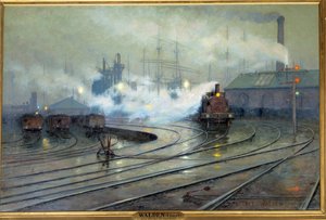 Veduta dei Docks di Cardiff. Dipinto di Lionel Walden (1861-1933) da Lionel Walden