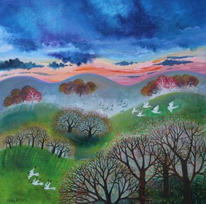 Tramonto di ottobre, 2024 (acrilici su tela) da Lisa Graa Jensen