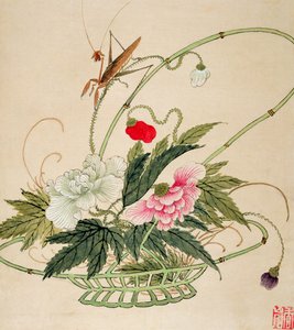 Uno di una serie di dipinti di fiori e insetti, fine XIX secolo