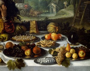 Tavola imbandita (dettaglio) dalla Vanità della Ricchezza di Lodewijk Toeput (circa 1550-circa 1605) da Lodewijk Toeput