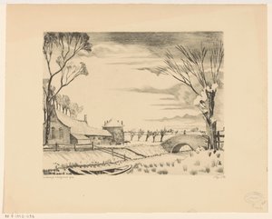 Fattoria in un paesaggio invernale da Lodewijk Schelfhout (signed by artist)