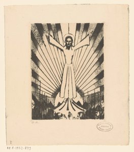 Cristo con le braccia aperte in un paesaggio collinare da Lodewijk Schelfhout (signed by artist)
