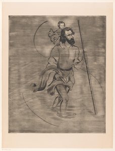 San Cristoforo con il Bambino Gesù da Lodewijk Schelfhout (signed by artist)