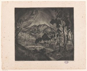 Paesaggio collinare con industria da Lodewijk Schelfhout (signed by artist)
