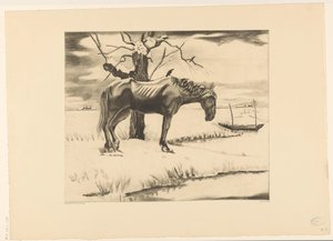 Cavallo in un paesaggio innevato da Lodewijk Schelfhout (signed by artist)