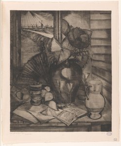 Natura morta vicino a una finestra da Lodewijk Schelfhout (signed by artist)