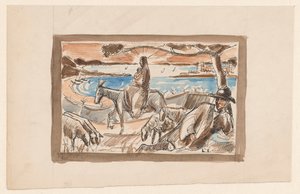 Fuga in Egitto da Lodewijk Schelfhout (signed by artist)