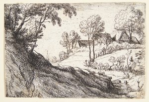 Villaggio sulla cima di una collina da Lodewijk de Vadder