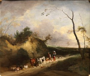Paesaggio con figure e animali.