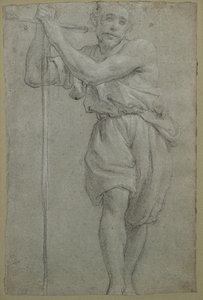 Un uomo appoggiato a una croce di legno da Lodovico (attr. to) Carracci