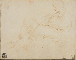 Donna seduta drappeggiata di profilo da Lodovico Carracci