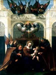 Sacra Famiglia con San Nicola da Tolentino, 1515-1530 da Lodovico Mazzolini