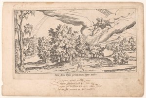 Callisto viene accolta da Giove nel cielo stellato Le Fable de Calisto (serie) Mythe van Callisto (serie) da Léon Davent (attributed to)