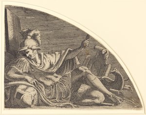 Marte Seduto sui Trofei da Léon Davent after Francesco Primaticcio