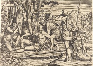 La Morte di Adone da Léon Davent after Luca Penni