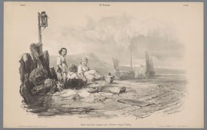 Tre bambini che giocano in una baia (Rappresentazioni della vita rurale) da Léon Jean Baptiste Sabatier