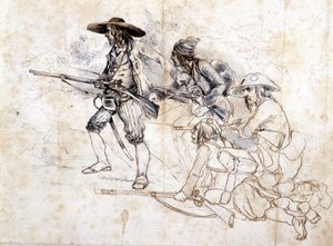 Soldati chouans - disegno di Léonce Pepetit, B.M. di Dinan da Léonce Justin Alexandre Petit