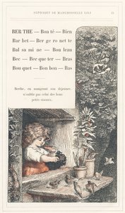 Berthe, Bontà, Pozzo, Barbet, Ballerina, Balsamina, Betulla, Becco, Becchettare, Braccio, Bouquet, Caramella, Fondo, pagina 15 - Alfabeto di Mademoiselle Lili, di L. Froelich e di un papà (Hetzel stesso). Bibliothèque & Magasin d