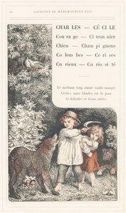 Charles, Cecile, Coraggio, Albero di limone, Cane, Funghi, Colombe, Ciliegie, Curioso, Curiosità, pagina 16 - Alfabeto di Mademoiselle Lili, di L. Froelich e di un papà (Hetzel stesso). Bibliothèque & Magasin d