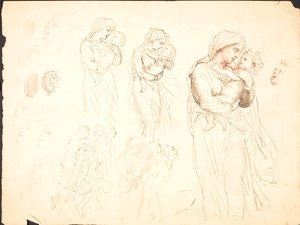 Diversi schizzi per il motivo "Bambino in braccio"